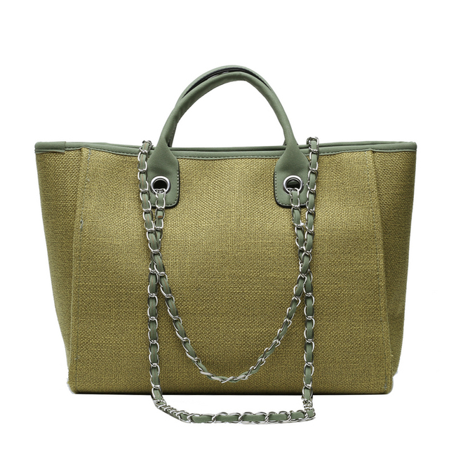 Women Totes Fashion Canvas Large Capacity Handbag Casual Chains Shoulder Bags Ladies Big Messenger Bag Shopping Bag