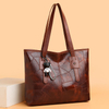 Version Trendy Women's 2024 New Large Capacity Tote Bag with Horizontal Square Zipper Single Shoulder Handbag