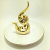 Golden Leaf Shape Trinket Dish for Ceramic Key Jewelry Plate