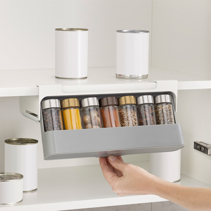Kitchen Cabinet Space Saving Pull Out Drawer Storage Holder Under-shelf Spice Organizer