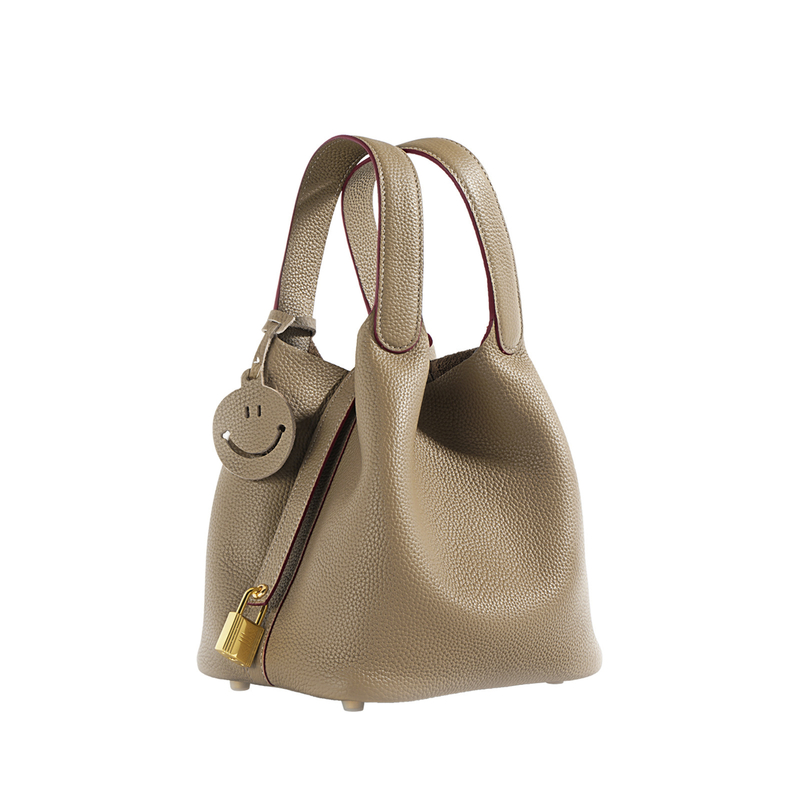 Genuine Leather Women's Bag, Bucket Bag, Versatile Classic Vegetable Basket, Top Layer Cowhide Women's Bag, 2024 New Handbag