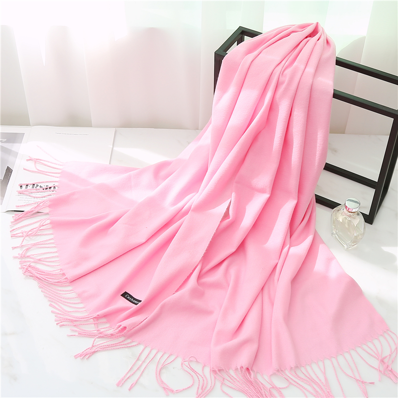 Women Cashmere Scarf Solid Thick Warm Casual Winter Scarves For Ladies Hijabs Pashmina Shawls Wraps Tassel Female Echarpe