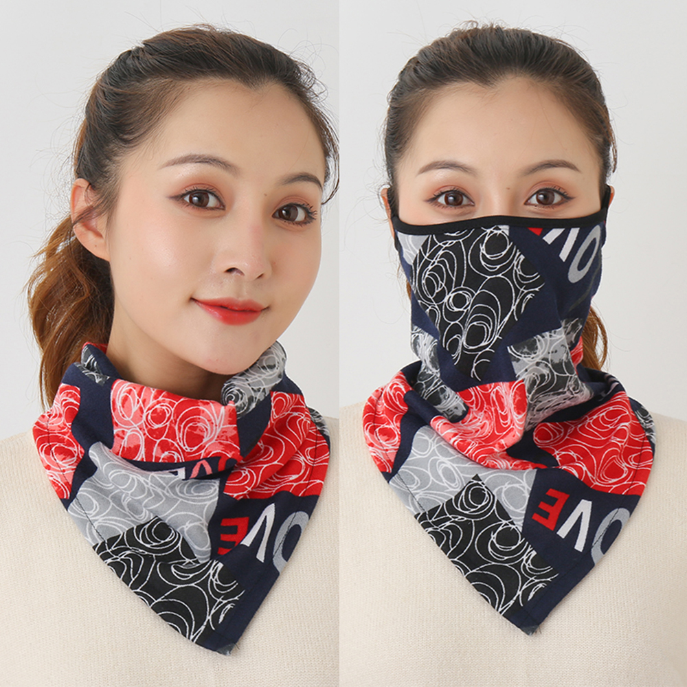 Fashion Women Print Face Scarf Winter Spring Mask Bandana Warm Foulard Cotton Soft Neck Scarves Outdoor Ring Wraps Cover