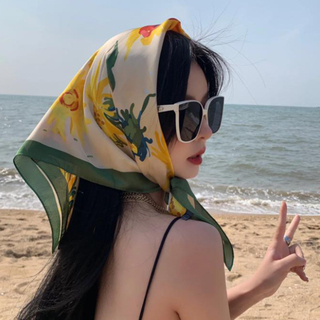 Luxury Brand Silk Square Scarf Women Cat Neck Hair Tie Band Beach Hijab Kerchief Head Headbands Bandana Female