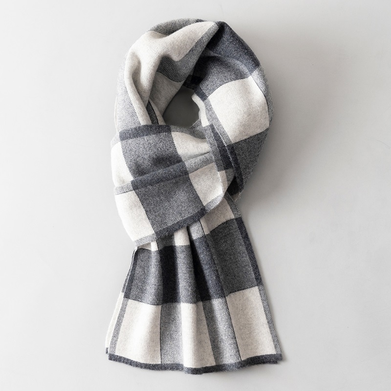 Simple Chic Solid Soft Scarf Autumn Winter Men Knitted Wool Korean Couple Fashion Thick Warm Muffler Thermal Muffler Male Shawl