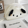 1 Pc Kawaii Black White Dog Large Capacity Plush Pencil Bag Cute Pencil Cases Pouch Stationery Organizer Holder Gift Prizes