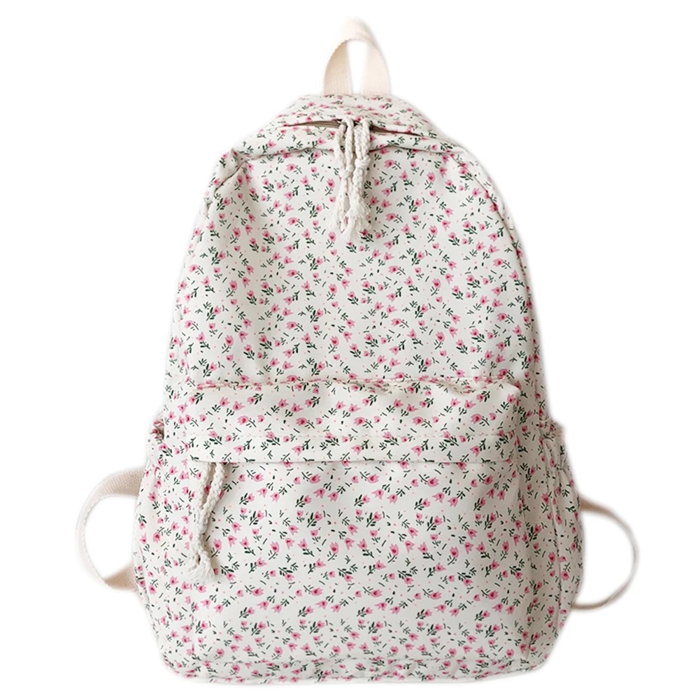 Korean Student School Backpack Floral White School Bags For Teenage Girls Cute Women's Backpack Brand Book Bag Nylon Rucksack