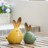 Ceramic Rabbit Figurines Easter Long Ear Bunny Ornament Desktop Animal Doll Home Office Room Decoration