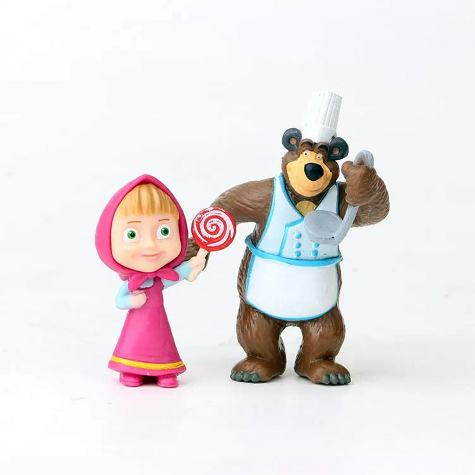 10 Pcs Masha and the Bear Action Figure Anime Model Cartoon Toys For Friends gifts