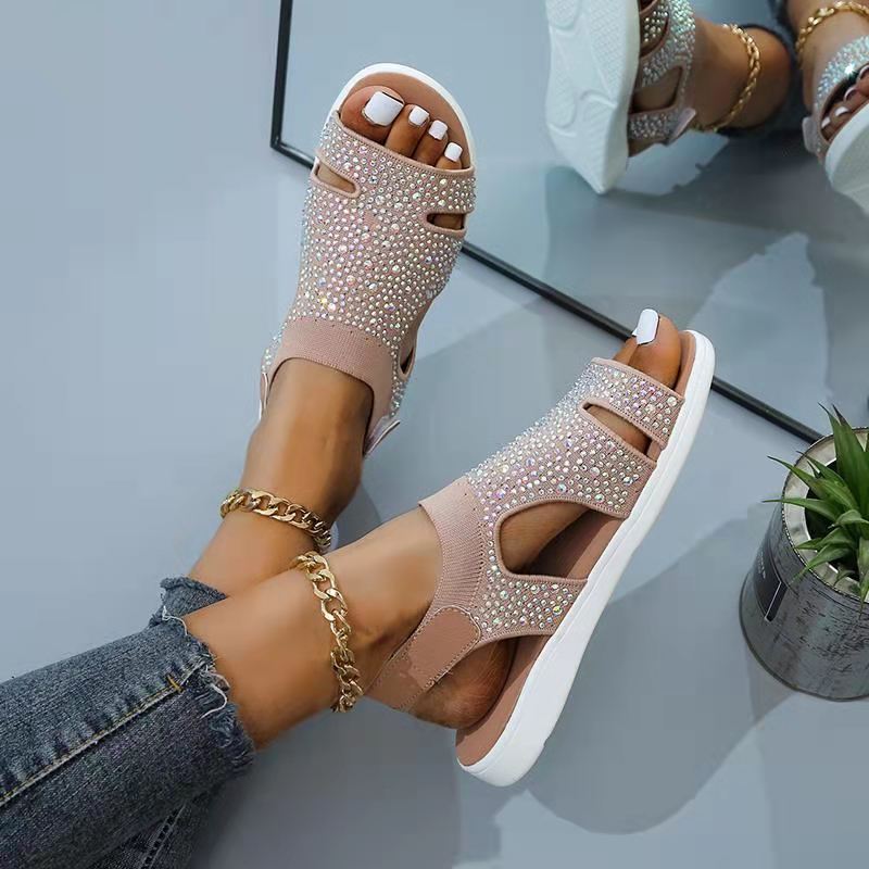Wholesale new style transparent slide slippers sandals women fashion 2023 summer shoes for ladies leopard pattern heeled sandals