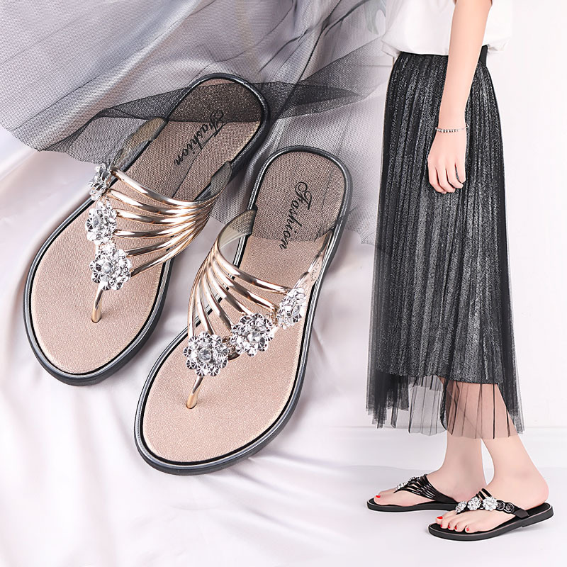 Casual New Design Women's Shoes Flat Beach Flip Flops For Women Braided Strap Women Flip-Flops Walking Style