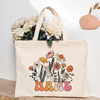 Personalized Flower with Name Tote Bag Women Canvas Shoulder Bags Monogram Shopping Bag Handbags Birthday Wedding Gifts For Her