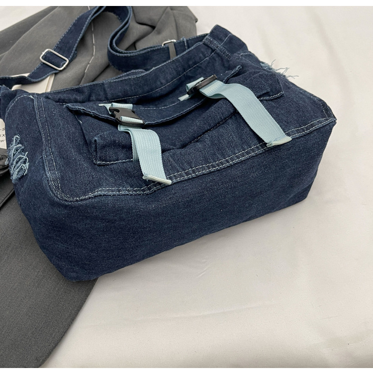 Large Capacity Denim Messenger Bag for Women Crossbody Bag for Students Single Shoulder Tote Bag for Class