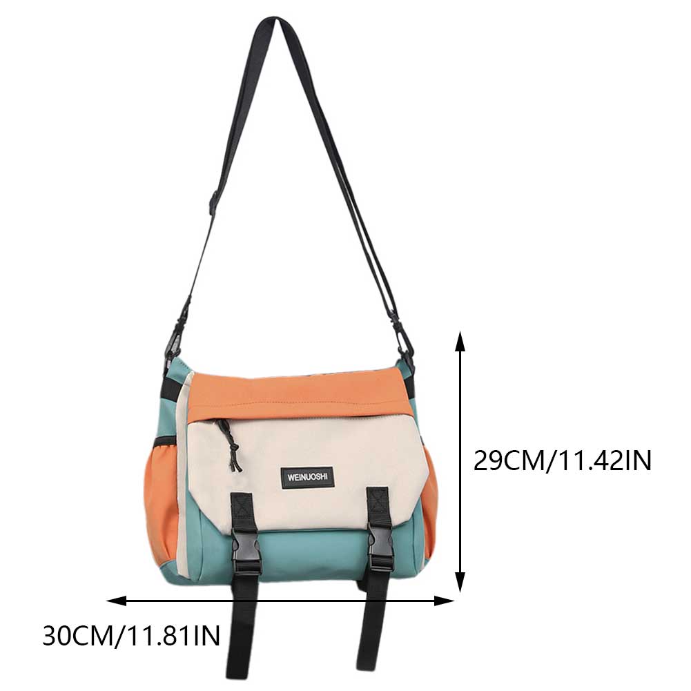 Unisex Student Messenger Bag Large Capacity Casual Shoulder Bag Contrast Color Simple Postman Bag for College Travel Business