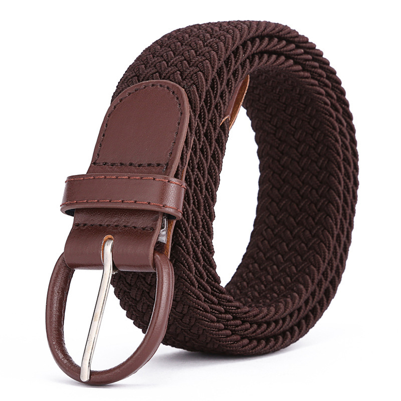 Men Women Elastic Stretch Waist Belt Black Canvas Stretch Braided Elastic Woven Leather Belt Wide Hot Metal Stretch Men's Belts