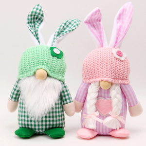 Easter Decoration: Dwarf Goblin Men's And Women's Plaid Rabbit Faceless Doll Ornament