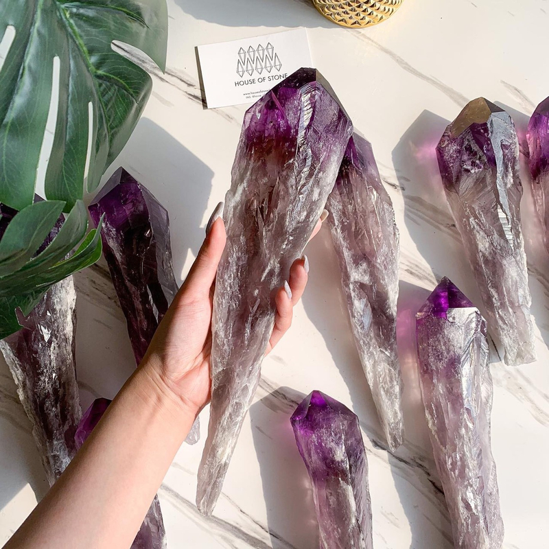 Amethyst Wand Stone Natural Crystal Healing Tower Raw Reiki Gem Minerals Specimen Feng Shui Spiritual Wicca Sceptre Decoration