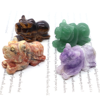 2" Tiger Statue Natural Stones Healing Crystal Quartz Carving Reiki Animal Figurine Amethyst Crafts Home Decoration Lucky Gift