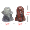Natural Healing Crystals Stone Ghost Statue Reiki Energy Chakra Gemstone Quartz Animal Figurine, Home Halloween Decoration, 1.2"