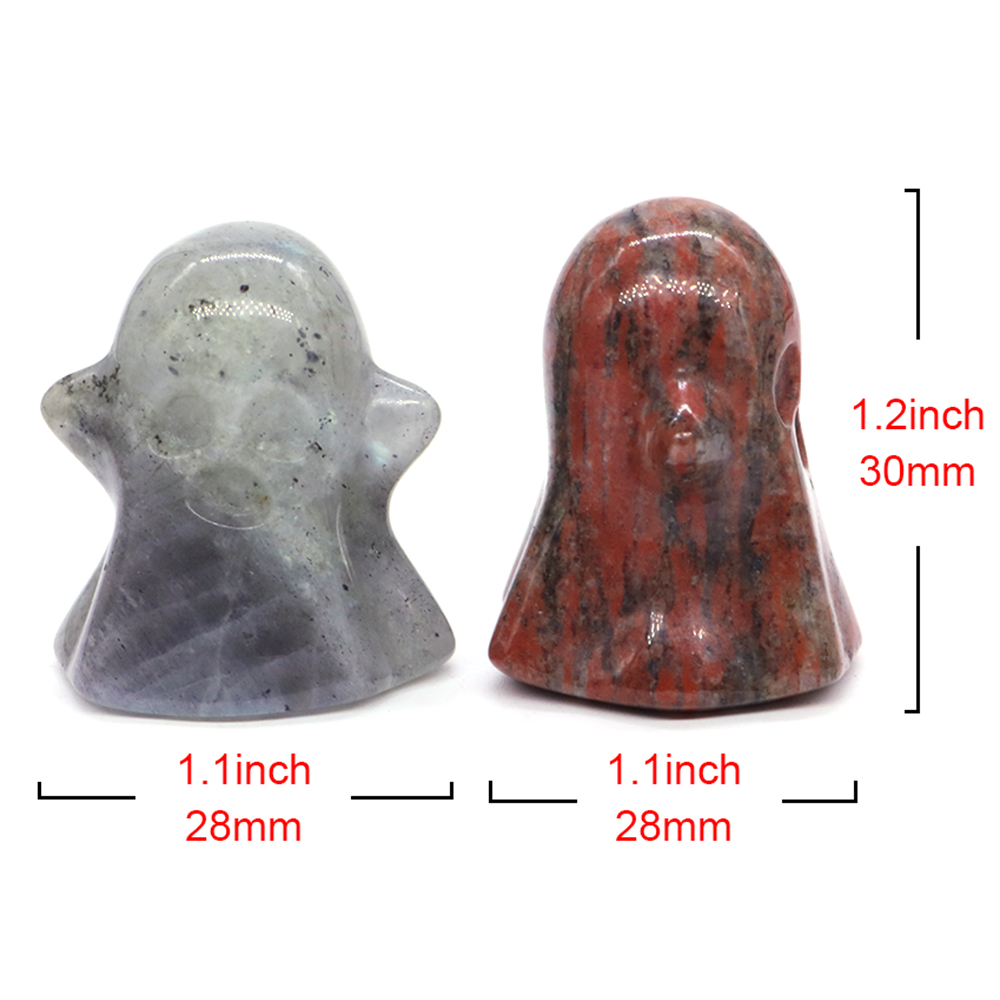 Natural Healing Crystals Stone Ghost Statue Reiki Energy Chakra Gemstone Quartz Animal Figurine, Home Halloween Decoration, 1.2"
