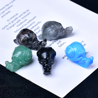 1pc 3.5cm/1.38in crystal carved Snail skull, meditation stone crystal gift for home decor.