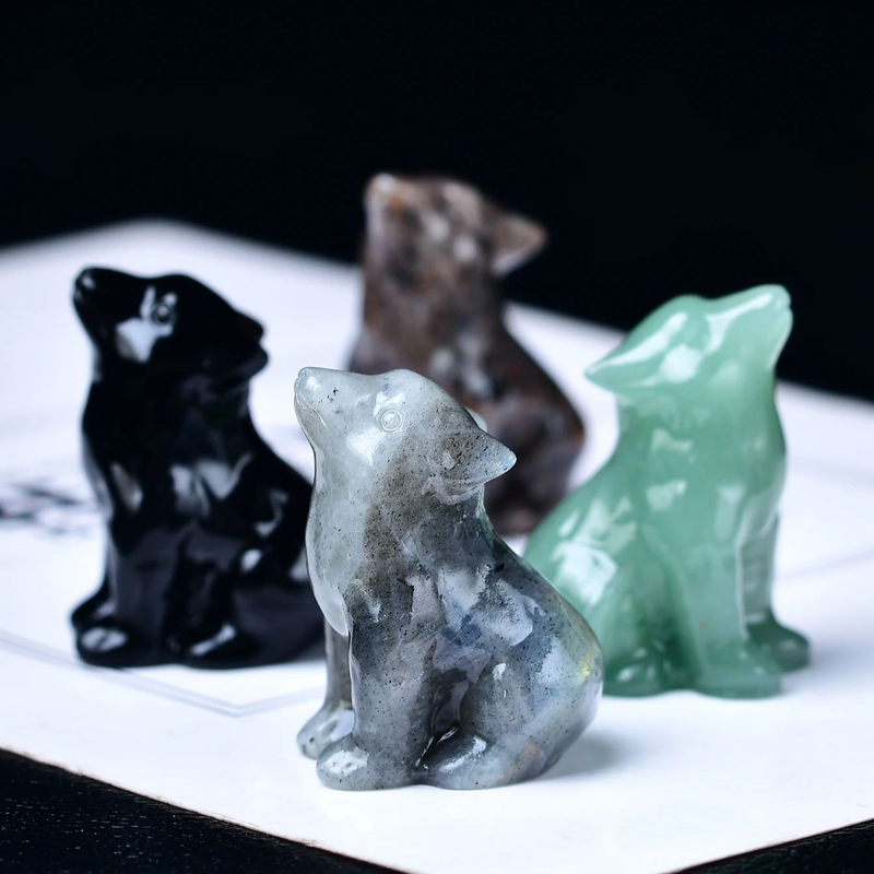 1pc Natural Crystal Wolf Statue. Made of Cupid Crystal. The Meditation Stone. Small Gifts for Home Decor