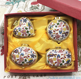 Round Ceramic Trinket Box Customized Design Small Ceramic Jewelry Gift Box Hinged Lid with Metal Clasp