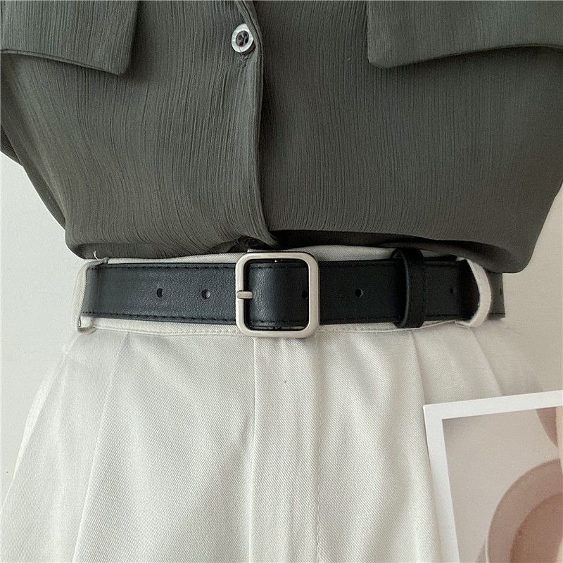 Korean Fashion Wild Belt Chic Students Casual Retro Simple Square Buckle Belt Trouser Belt Men And Women