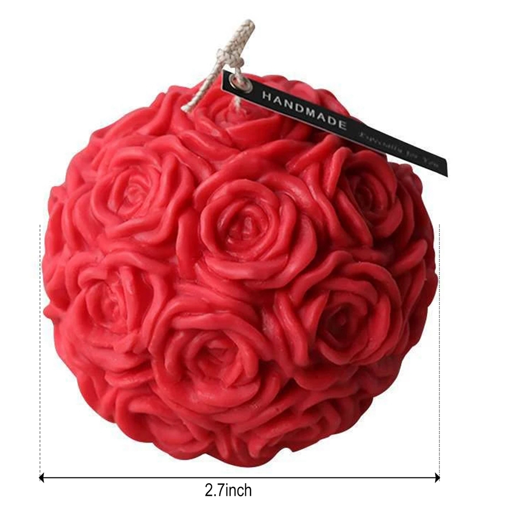 3D Rose Shape Ball Candle 7cm Rose Scented Flower Candles Girls Home Birthday Party Decoration Ball Wax Fragrance Candles Gift