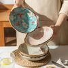7.5 Inch Japanese Ceramic Flower Salad Bowl, Spaghetti Grain Fruit Bowl, Creative Dining Plate Ramen Bowl Salad Bowl Soup Bowl