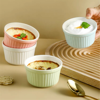 Ceramic Shufulei Baking Bowl High Temperature Resistant Dessert Pudding Bowl 3.5 Inch Baby Steamed Egg Bowl Household Oven Bow