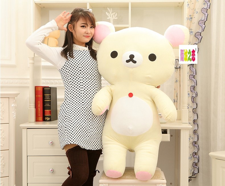 Big Plush Rilakkuma Bear Plush Toy Relax White Teddy Bear Soft Throw Pillow Birthday Gift about 110cm W5308