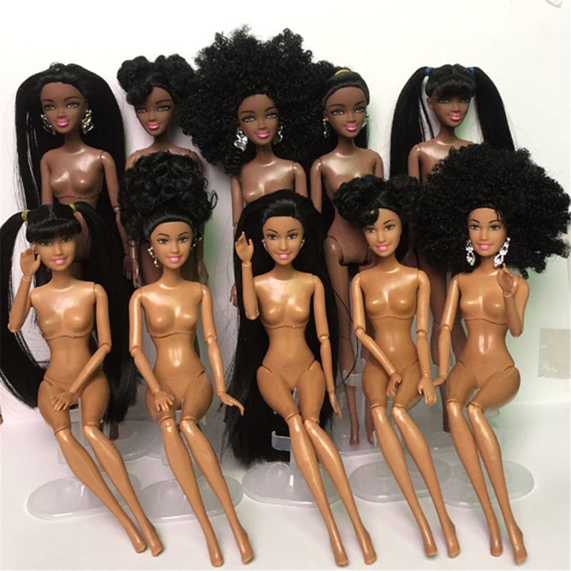 1Pc Toy African Doll American Doll Accessories Body Joints Can Change Head Foot Move African Black Girl Gift Pretend Toy Baby