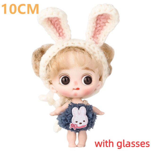 Mini BJD Doll OB11 Dolls 10cm Cute Dolls For Girls Toys 13 Movable Joint 3D Big Eyes Doll With Clothes Dress Up 1/12 Bjd 