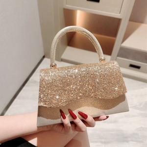 Gold Sequin Evening Bag Women Elegant Fashion Banquet Clutch Chain Shoulder Bags Luxury Purse Female Wedding Party Handbags