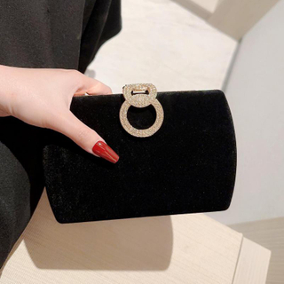 Black Square Clutch Bags Design Women Clutches 2024 New Diamonds Velvet Evening Bags Party Wedding Handbags Purse Shoulder Bags