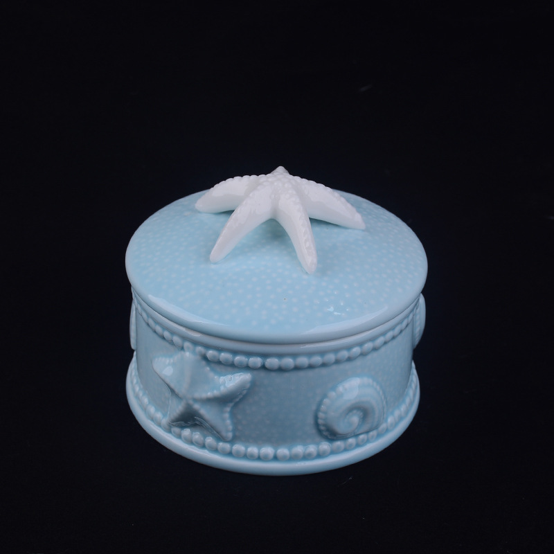 Ceramic Jewelry Case Ring Holder Jewel Trinket Box with Cactus Design