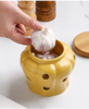 Ceramic Garlic Ginger Jars Wooden Lid Refined Storage Tank Candles Jars Home Kitchen Solid Color Organizer Box Storage Container