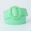  Women Straw Woven Elastic Wide Belt Solid Color with Matching Plastic Buckle