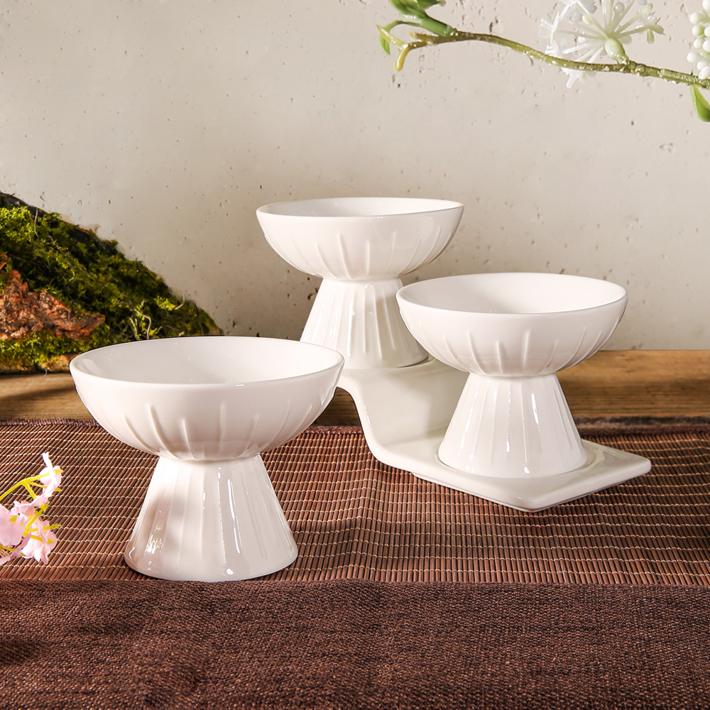 New Chinese Ceramic Highly White Dessert Snack Bowl Featured Bridge Shaped Food Bowl