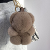 Women Bag Charm Trinkets Car Metal Key Rings Rear View Mirror Ornaments Cute Real Mink Fur Keychain Plush Panda Pendant Kids Toy