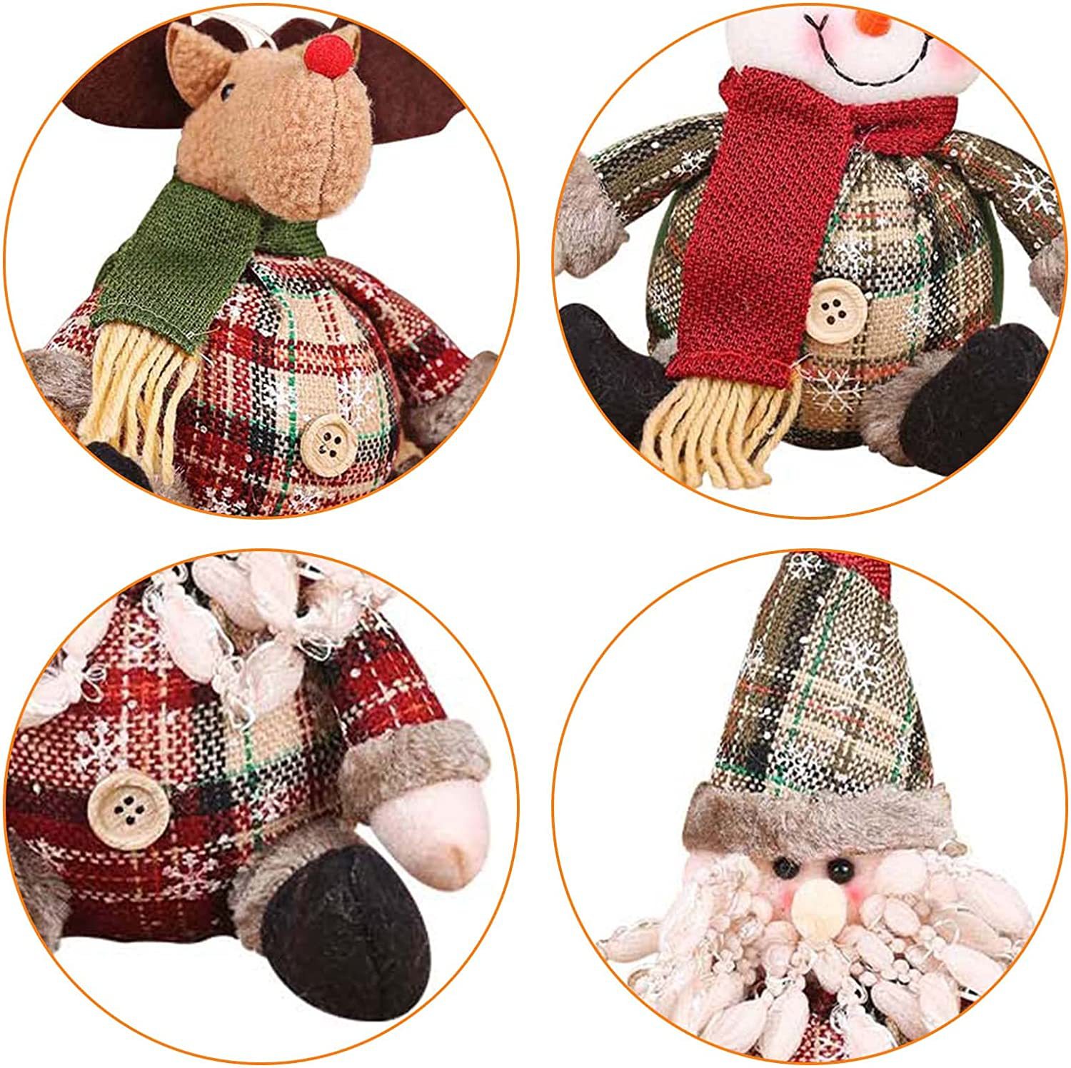 Christmas Checkered Cloth Button Doll Cute Christmas Fat Snowman 