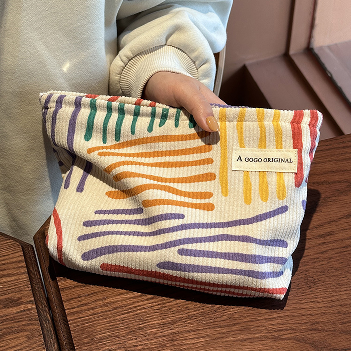  Corduroy Women Cosmetic Bag Large Capacity Makeup Storage Bag Travel Portable Organizer Zipper Wash Bag