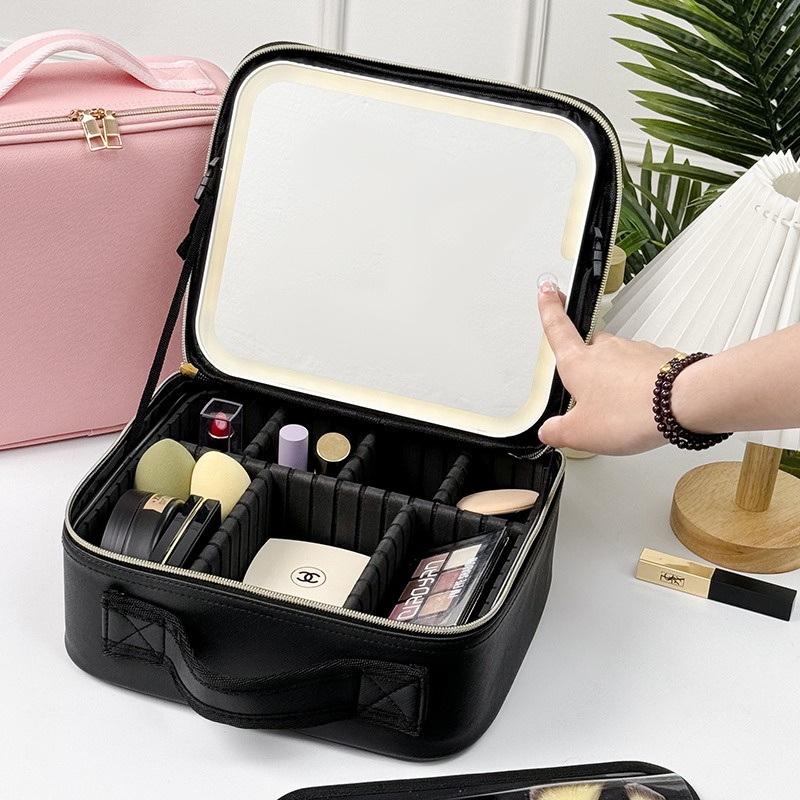 Cosmetic Case with Lights And Mirror Cosmetic Bag Large Capacity Premium Feeling Cosmetic Bag Luxury Makeup Bag