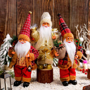 Standing Santa Claus Doll Ornament Christmas Cute Hug Gift Doll Window Decoration Supplies