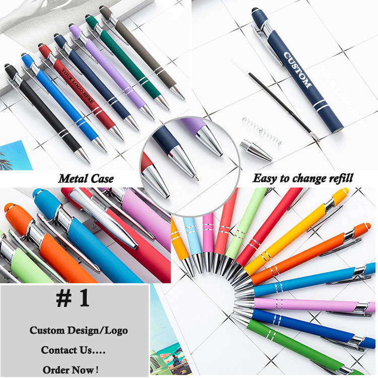 Creative Bank Hotel Reception Desk Pen Metal Rotary Ballpoint Pen for Business School Office Customization Accepted