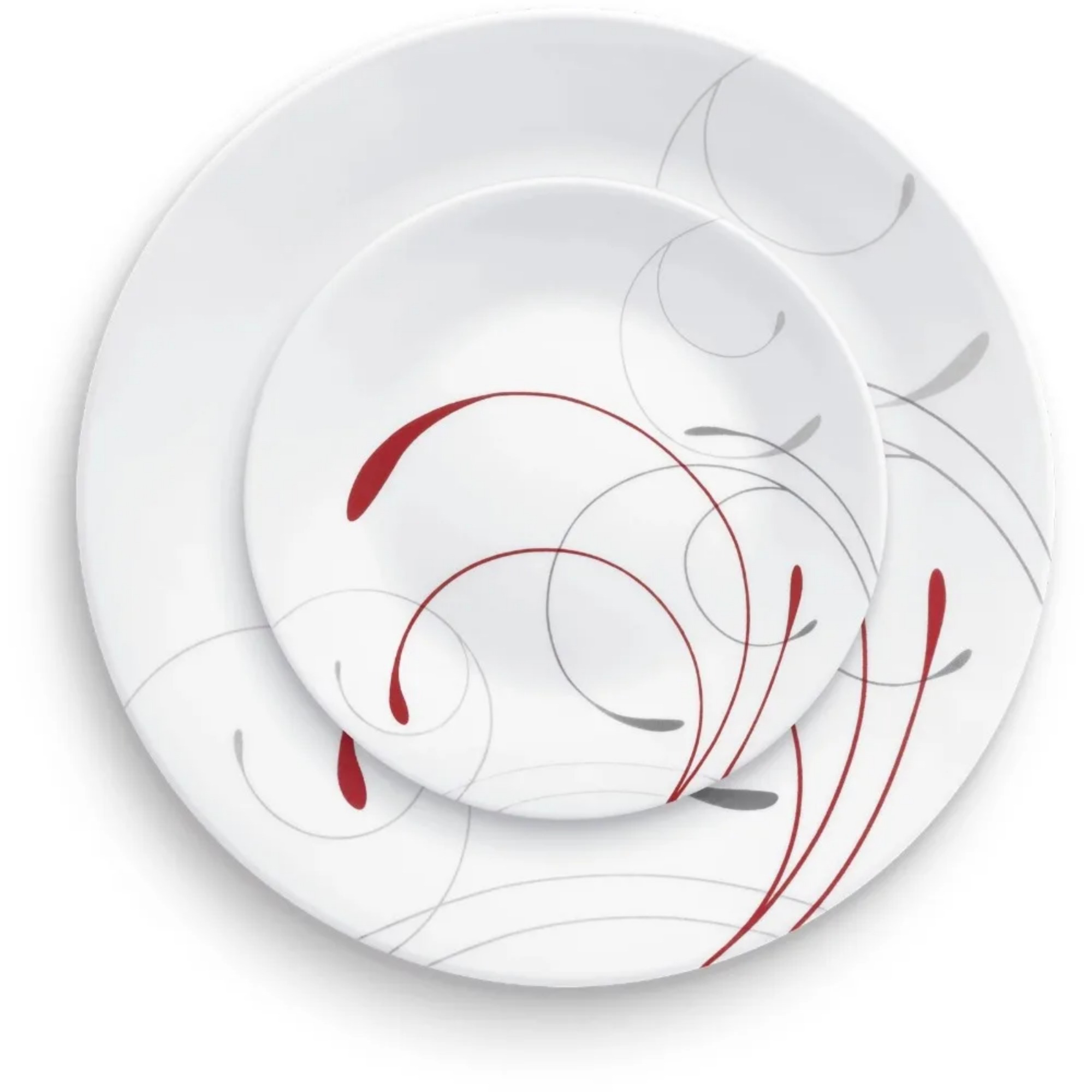 White And Red Round 12 Piece Dinnerware Set