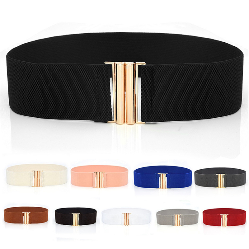 Metal Buckle Lady Fashion Cummerbands Stretch Cinch Waistband Dress Waist Belt