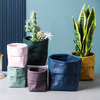1pc Ceramic Kraft Paper Bag Flower Pot Green Plant Potted Personality Household Plant Succulent Cactus Flower Pot