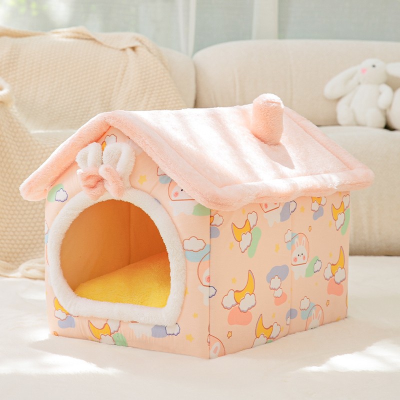 Durable Cat Dog Bed Pet Teepee Tent House Soft Luxury Indoor Large Cat Dog House Pet Bed Tent Indoor Enclosed Warm Pet House